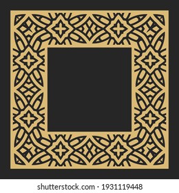 Vintage circular ornament. Decorative rectangular stylish frames. Place for text. Art ornament of elements of design of luxury goods, logos, monograms. Vector illustration.