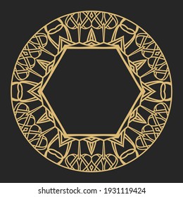 Vintage circular ornament. Decorative stylish circle frames. Place for text. Art ornament of elements of design of luxury goods, logos, monograms. Vector illustration.