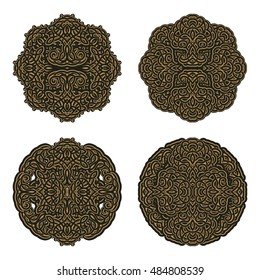 Vintage circular pattern in arabesque style. Vector ornament round frames.Celtic ornaments icons. Mandala. Lotus.