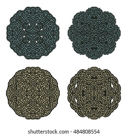 Vintage circular pattern in arabesque style. Vector ornament round frames.Celtic ornaments icons. Mandala. Lotus.