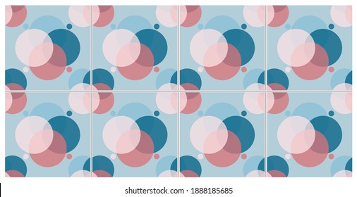 Vintage circular pattern tiles arranged in the form of a floor.