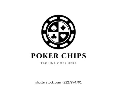 Vintage Circular Playing Poker Cards Chips for Gambling Sport Bet Logo Design Vector
