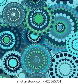 vintage circular retro ornament vector background blue