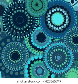 vintage circular retro ornament vector background blue