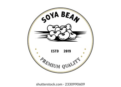 Vintage Circular Retro Soya Bean for Farm Product Badge Label Design Vector svg