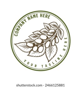 Vintage Circular Retro Soya Bean for Garden Farm Product Badge Label Design Vector