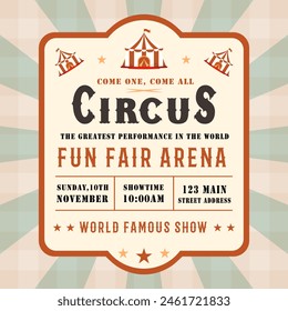 Vintage Circus Advertising Poster Banner. Circus. Funfair flyer