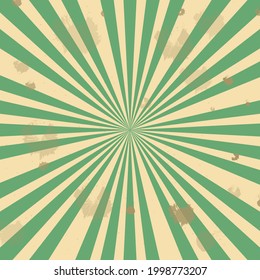 Vintage circus background. Circus banner template with green and white stripes. Background for carnival poster. Vector illustration with grunge effect.