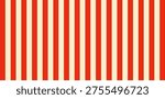 Vintage circus background with red and white stripes. Retro carnival pattern with repeating beams. Classic circus tent design for festive posters and banners.