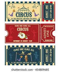 Vintage Circus banner collection. Ticket invitation.