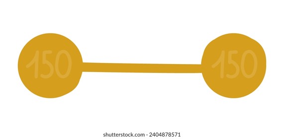 Vintage circus barbell, vector illustration. Simple flat style, isolated on white background. Circus performance element.