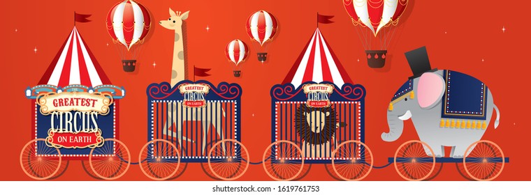 vintage circus carriage template vector/illustration