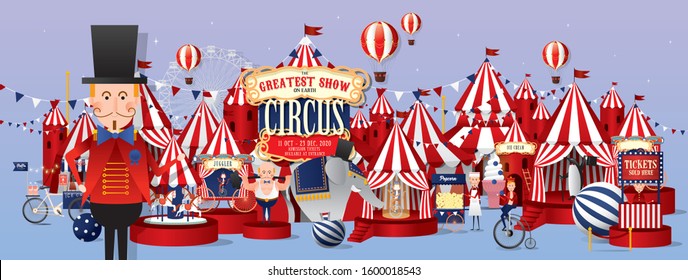 vintage circus design template vector/illustration