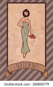 Vintage Circus Illustration, The Bearded Lady