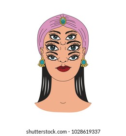 Vintage circus illustrations collection. Flash tattoo. Circus perfomer. Psychic, fortune teller