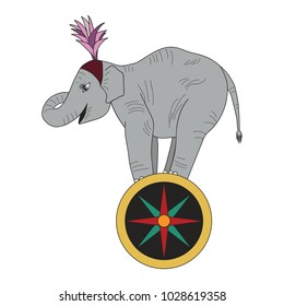 Vintage circus illustrations collection. Flash tattoo. Circus perfomer. Entertainer. Elephant