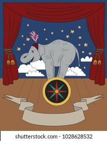Vintage circus illustrations collection. Flash tattoo. Circus perfomer. Entertainer. Elephant