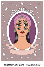 Vintage circus illustrations collection. Flash tattoo. Circus perfomer. Psychic, fortune teller