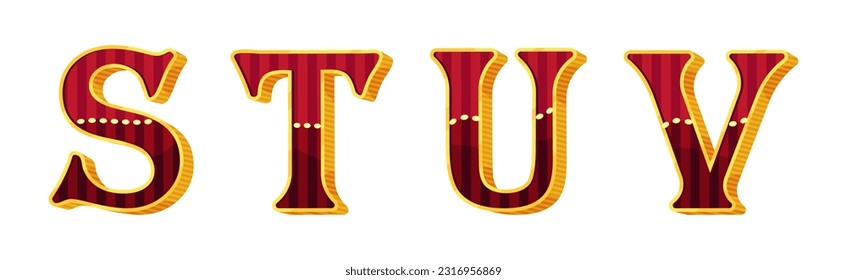 Vintage Circus Letters as Retro Alphabet and Font Vector Set