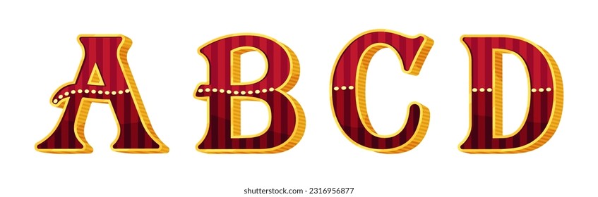 Vintage Circus Letters as Retro Alphabet and Font Vector Set