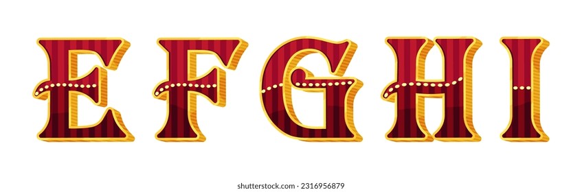 Vintage Circus Letters as Retro Alphabet and Font Vector Set