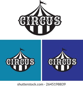 Vintage Circus Logo Design with Black Circular Emblem