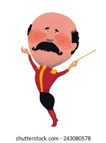 Vintage circus orchestra conductor. Vector. May be used not only on white background.
