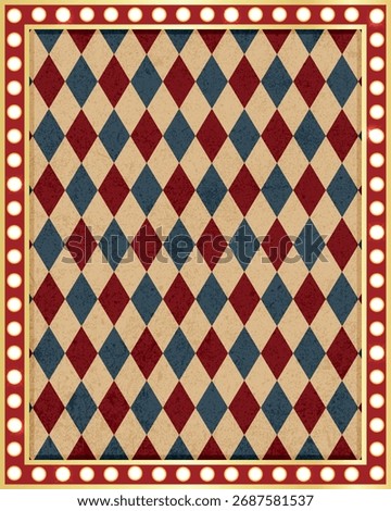 Vintage Circus  Pattern Background, Light Frame Border, Old Festive Template, Poster Design, Circus Flyer, Card, Festival, Carnaval, Lightbox, Vector