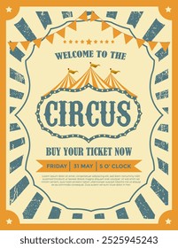 Vintage Circus Poster invitation for arts festival and events