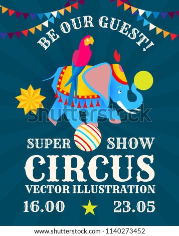 vintage circus poster template elephant parrot stock vector royalty circus poster template