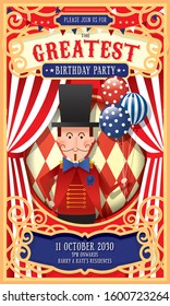 vintage circus ringmaster birthday  invitation card design template vector/illustration