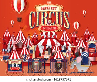 vintage circus scene template vector/illustration