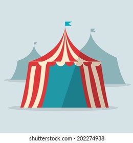 Vintage Circus Tent Flat Vector Design