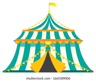 Vintage circus tent. Illustration in cartoon style isolated on white background.