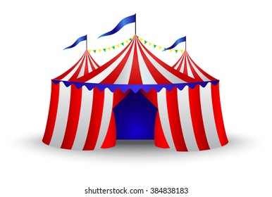 Vintage circus tent isolated on white