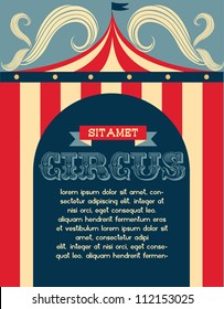 vintage circus tent template vector/illustration