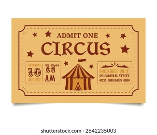 Modelo de Convite Retro Show Tent Ticket Circus Vintage