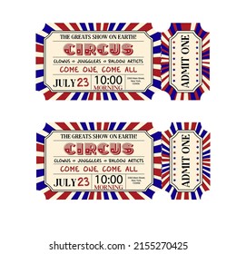 Vintage Circus Ticket. Illustration of a vintage and retro design circus ticket