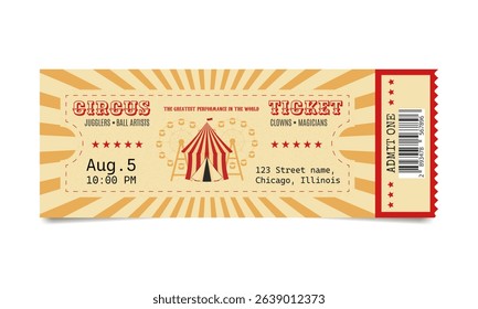 Vintage Circus Ticket, Retro Entrance Coupon