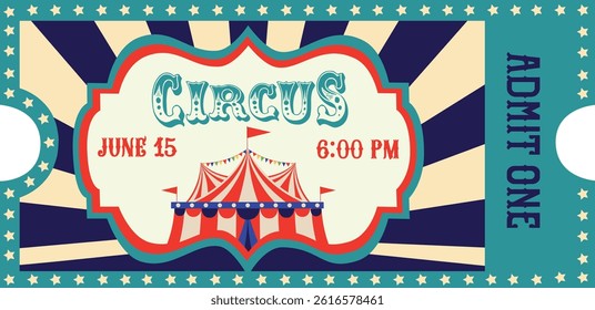 Vintage circus ticket vector illustration