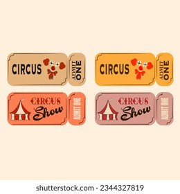 Vintage circus tickets set with texture