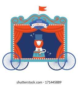 vintage circus wagon/car lion vector/illustration