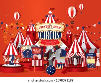 vintage circus/carnival background design illustration/vector