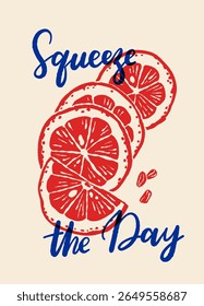 Vintage Citrus Posters with Lemon Drinks, Limoncello Bottle and Hand Lettering in Red and Blue, Retro Summer Print Set in Italian Style, Keep It Citrus, Drink the Sun, Limonata della Casa