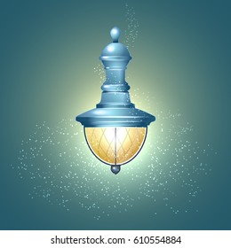 Vintage city lights on blue background vector illustration