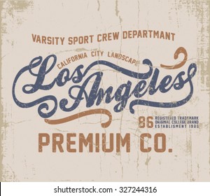 Vintage city tee graphic design with grunge typography