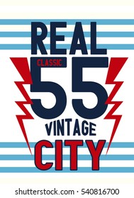 vintage city,real classic, t-shirt print poster vector illustration