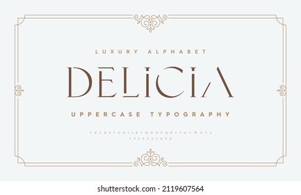 Vintage and classic alphabet font set design. Vector illustration typeface. Decorative serif fonts collection. Ligature collective designs.