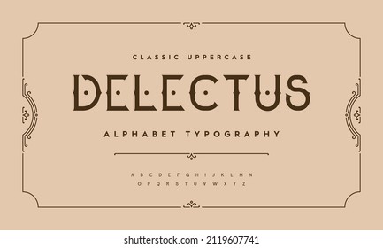 Vintage and classic alphabet font set design. Vector illustration typeface. Decorative serif fonts collection. Ligature collective designs.