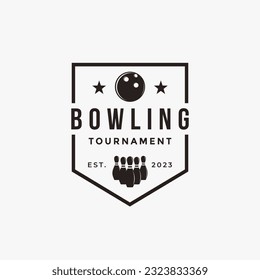 Vintage classic badge emblem Bowling logo, Bowling club tournament logo vector icon on white background 